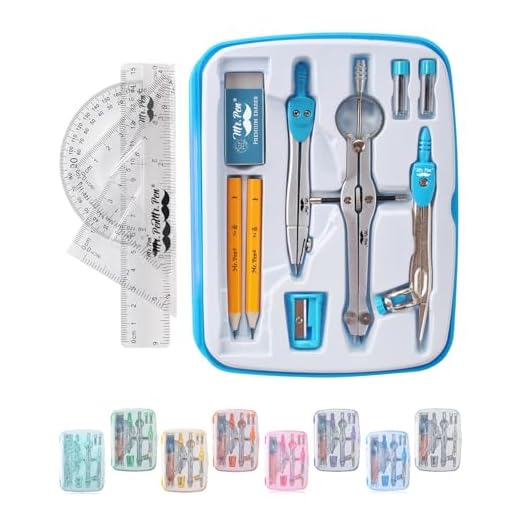 Mr. Pen 13 Piece Geometry Set with Shatterproof Storage Box, Blue