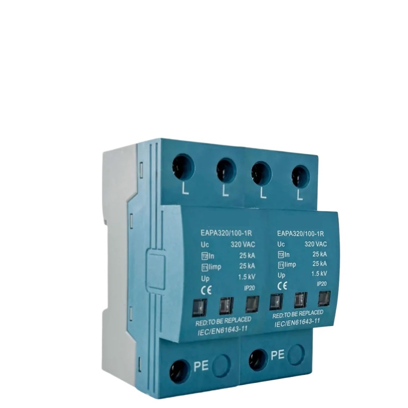Ochrona przeciwprzepięciowa 2P 100KA, odgromnik T1+T2, AC SPD 220 V 275 V - 440 V, kabina rozdzielcza, instalacja na szynie DIN (2P 420 V, z RC)