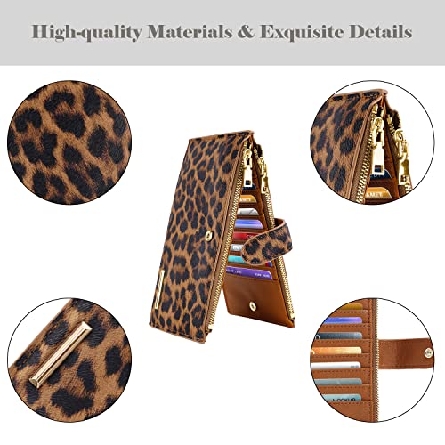 Womens RFID Blocking Large Capacity Wallet Multi Card Organizer Bifold Wallet for Women with Zipper Pocket4