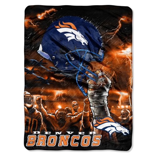 NFL Denver Broncos 60-Inch-by-80-Inch Plush Rachel Blanket, Sky Helmet Design