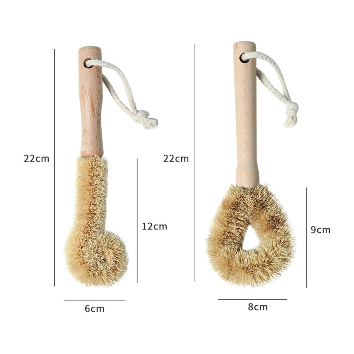 TOVINANNA 2Pcs Natural Palm Dish Scrub Brush Kitchen Tool for Pots Pans Sinks Bottles Efficient Removal