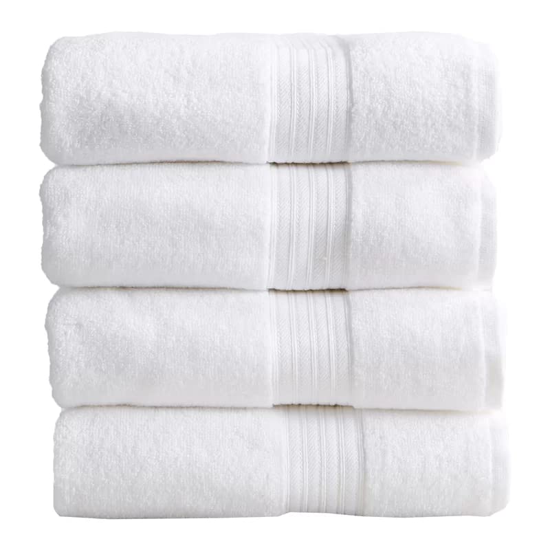 Confezione da 4 teli da bagno grandi (70 x 120 cm) 100% cotone egiziano pettinato ad alta assorbenza, 500 g/m², qualità alberghiera (bianco)