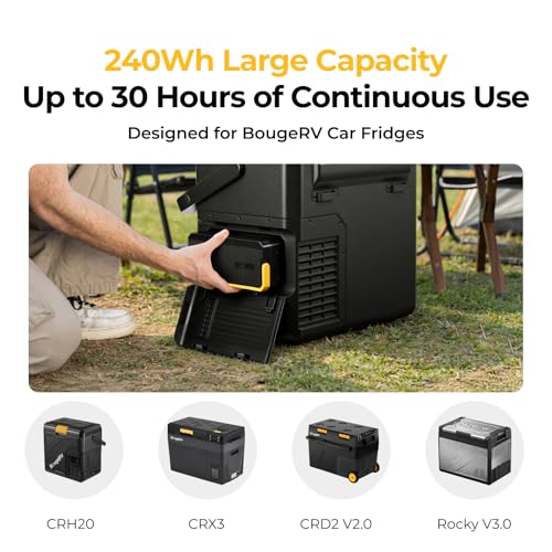 Image of BougeRV 240Wh Detachable Battery, Car Refrigerator Battery for CRD2V2.0 /RockyV3.0 /CRH20 /CRX3 12 Volt Refrigerator Power Station, Multiple Input /Output Ports for Overlanding, Camping, Truck, Outdoor
