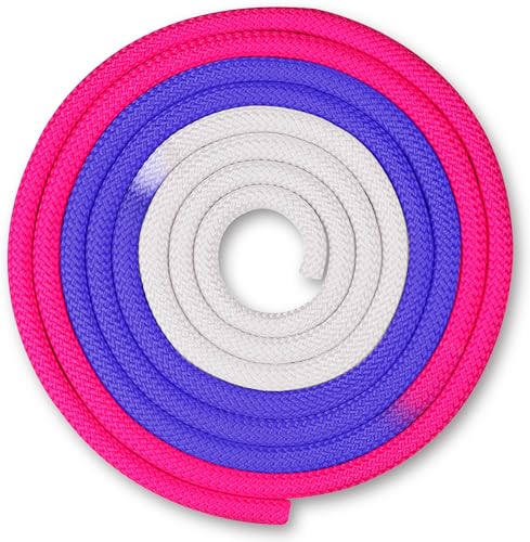 DRUNA Funne per Ginnastica Ritmica Indigo 3 m (Bianco-Viola-Ciclamino)