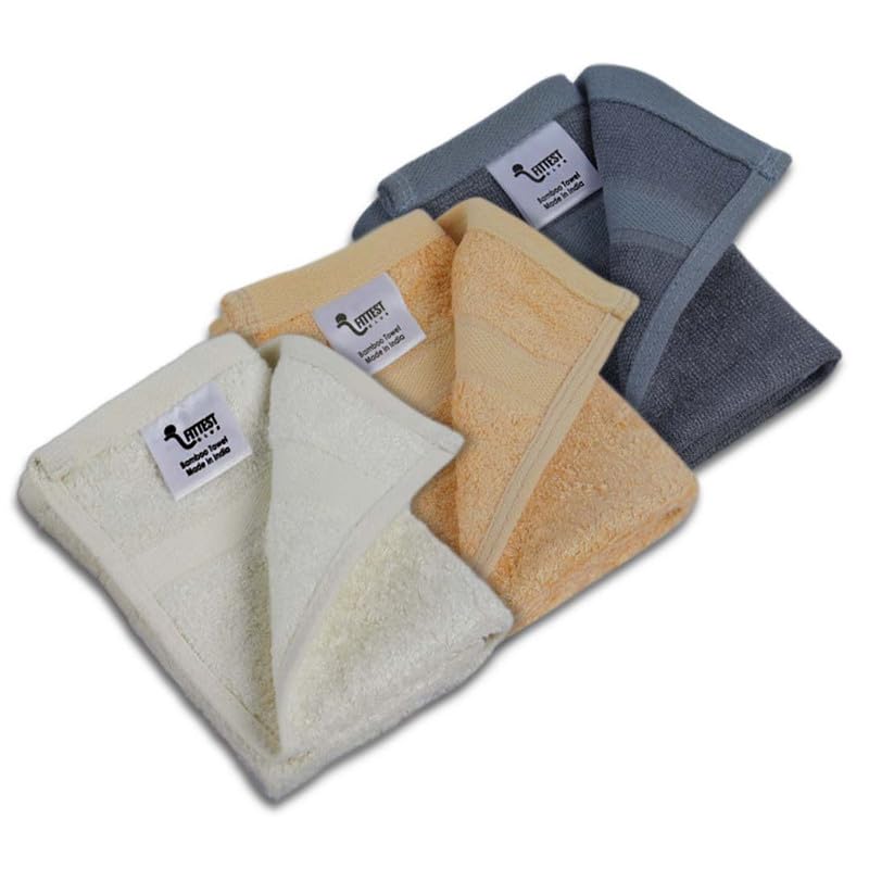 Fittest Club Bamboo Face Towel Soft & Sweat Absorbent Perfect for Gym, Sports and Fitness Activities, 600 GSM (Pack of 3 - Grey, Cream & White)
