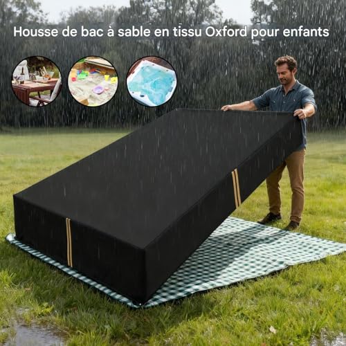 Couvercle de bac à sable carré en bâche de protection imperméable pour extérieur - 2