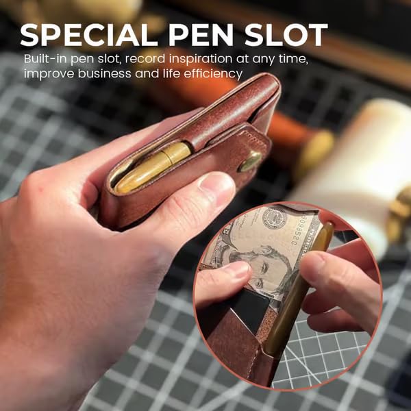 Handmade Multifunctional Leather Slim Wallet - Men's Compact EDC Wallet with Plenty of Room4