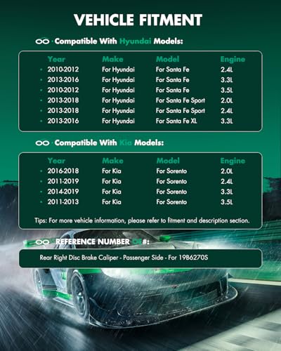 Image of SCITOO Rear Right Brake Caliper With Bracket 19B6270S Compatible For Hyundai For Santa Fe 10-16 For Hyundai For Santa Fe Sport 13-18 For Hyundai For Santa Fe XL 13-16 For Kia For Sorento 11-19