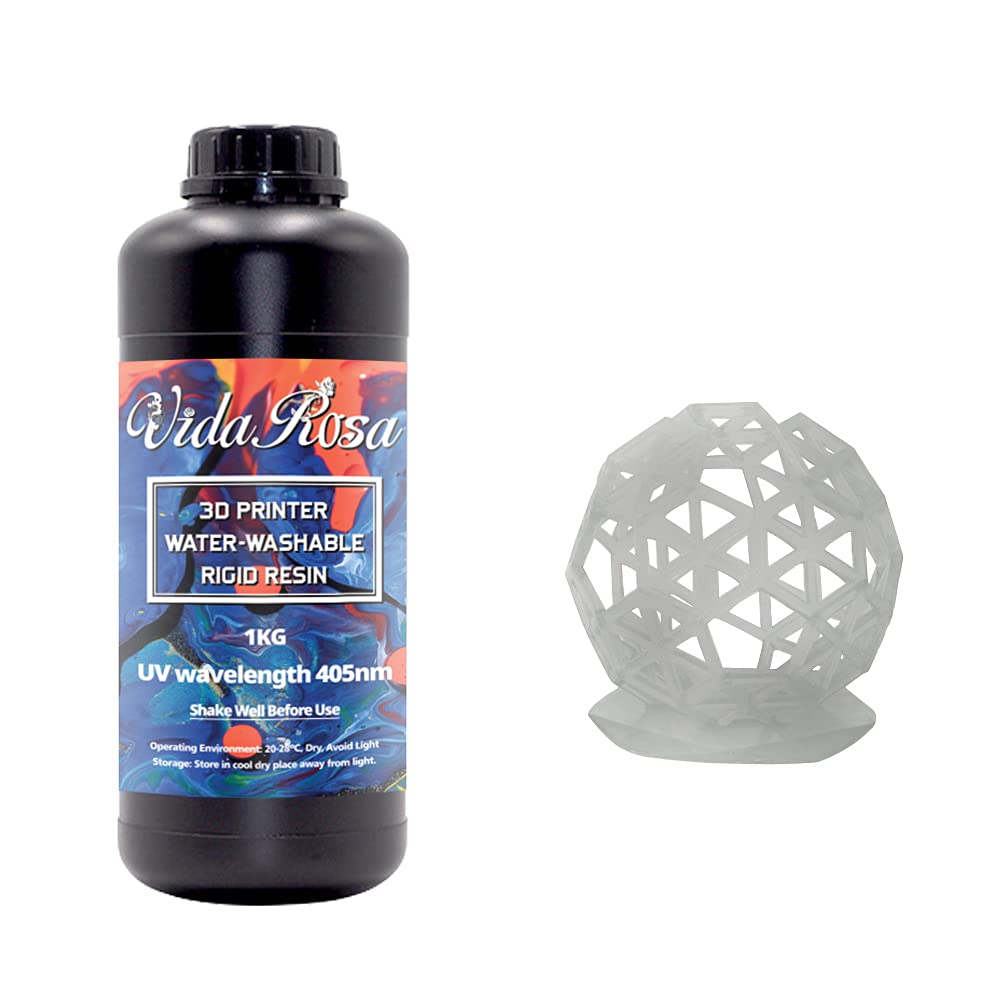 Impresora 3D translúcida lavable con agua Resina rápida Resina de fotopolímero LCD para impresión LCD 3D Resina de curado UV 405nm Estándar, bajo olor, alta precisión, GRIS CLARO (1kg)