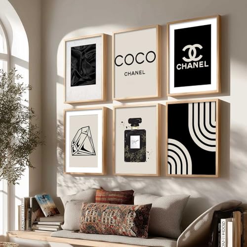 Image of kotart - Fashion Brand Coco Poster with Frame for Bedroom Living Room | Salon Wall Decor (14X20 Inch, B) Pack of 6