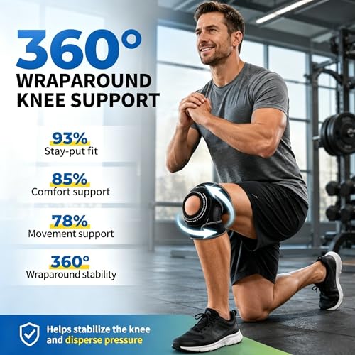 Image of CAMBIVO Knee Brace with Stabilizers, Gel Pad & Open Patella for Men & Women | Open Patella Stabilizer for Arthritis, Meniscus & ACL MCL Relief. Adjustable Compression for Running & Sports Recovery