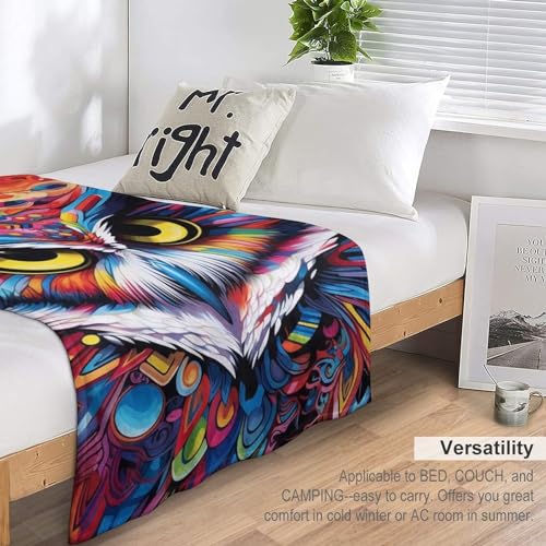 Couverture chouette 140x180cm douce et lavable en machine pour lit