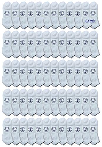 Yacht & Smith 240 Pairs Of Mens Wholesale Bulk No Show Ankle Socks, Big And Tall Cotton Sport Athletic Sock Size 13-16
