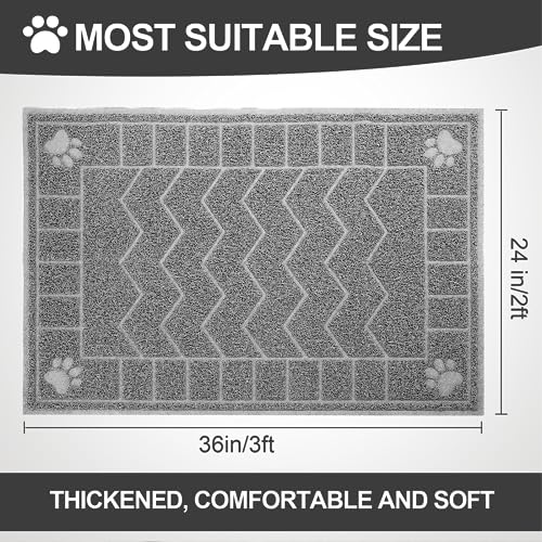 Image of Cat Litter Mat, Litter Trapping Mat Soft on Kitty Paws, 35 inch x 24 inch Kitten Litter Box Mat for Cleaner Floors, Waterproof, Easy Clean, Durable Large Size Cat Litter Pad for Kitten.