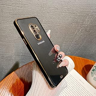 ZTOFERA Ultra Hybrid Case for Samsung S9 Plus, Soft TPU Case with Gold Edge and Transparent Clear Back, Anti-scratch Shockproof Flexible Bumper Cover for Samsung Galaxy S9 Plus  Black