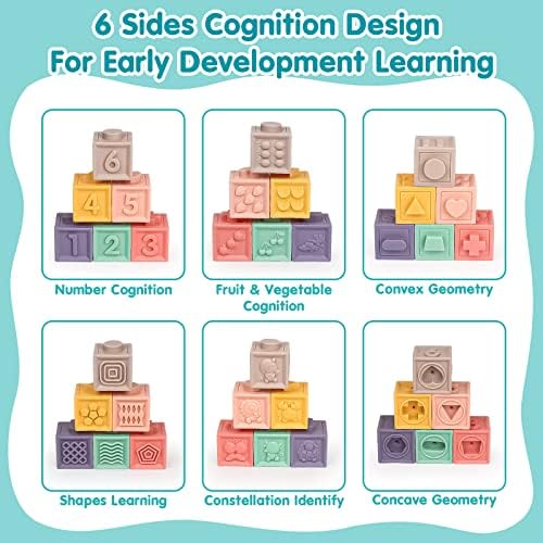 IIFONII Baby Blocks 23PCS Soft Stacking Blocks for Baby 6 to 12 Months, Montessori Toys for Babies 1 2 3 Years Old Building Blocks Toys for Babies 6 Months and Up, Educational Learning Toys