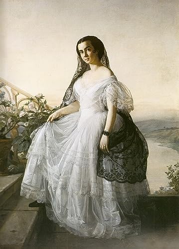 Tableau portrait de femme par François Auguste Biard impression sur toile 60x90cm