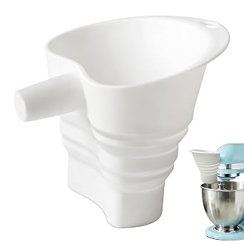 Flour Funnel for Kitchen Mixer, Foldable Silicone Kitchen Funnel, Compatible with KSM150 & 4.5 & 5 Quart Stand Mixer, Easy Pour Anti-Splash Baking Tool Dishwasher-Safe for Egg Liquid and Both Flour