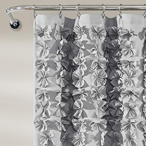 Lush Decor Lucia Shower Curtain 72" W x 72" L, Light Gray - Bathroom Curtain - Coquette Decor - Flower Shower Curtains - Gray Fabric Shower Curtains by Lush Decor - Image 5