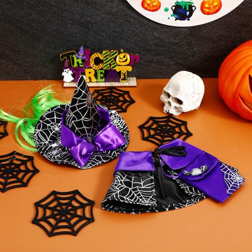 Disfraz Halloween para Perro con capa y sombrero gato miniatura 4