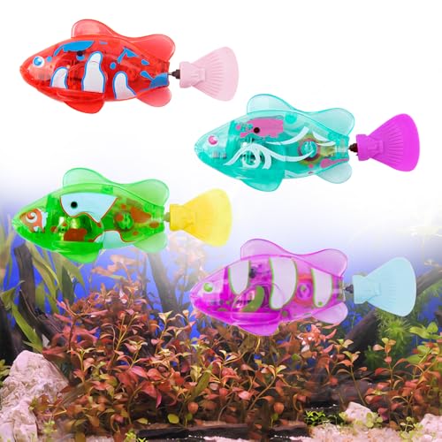 KBIBCK Robo Fish, 4 Piezas Peces de Juguete Movimiento, Reutilizable Peces Electrónicos, Natación Eléctrica, Pez de Juguete de Plastico, Pez Nadando para la Piscina Niños Gatos KBIBCK Robo Fish, 4 Piezas Peces de Juguete Movimiento, Reutilizable Peces Electrónicos, Natación Eléctrica, Pez de Juguete de Plastico, Pez Nadando para la Piscina Niños Gatos