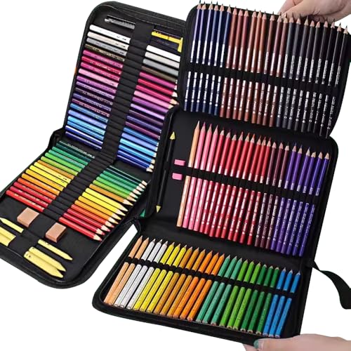 Image of 72 Slot Portable Folded Colored Pencil Case Canvas Zippered Large Capacity Pencil Bag Pouch for Watercolor Pencils