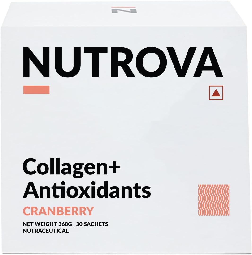 - NUTROVA Collagen+ Antioxidants | Marine Collagen Supplements Powder for Men & Women | Improves Skin Hydration, Reduces Damage | Skin, Hair & Nails | Cranberry | 30 Servings