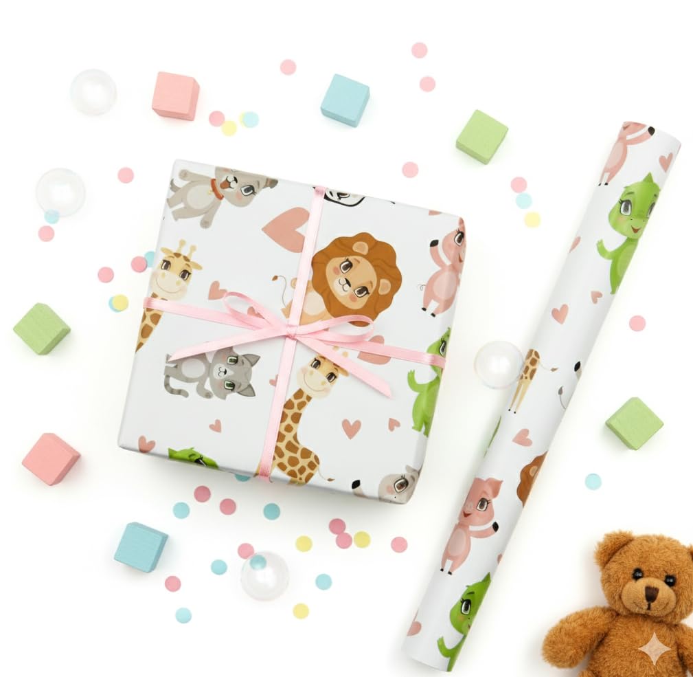 70x100 cm Çocuklara Özel Premium Hediye Paketleme Kağıdı 2'li Set | Eğlenceli Tema, Kalın, Kolay Sarılır, Özel Kutuda Rulo Gönderim | M1