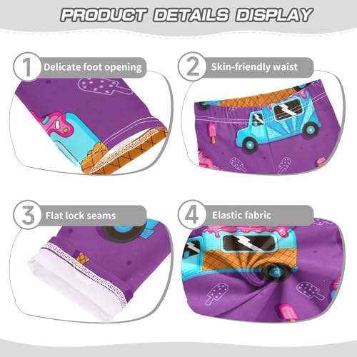 Ice Cream Truck Girls Leggings,Workout Leggings for Girls Toddler Athletic Legging Size for 3-10T3