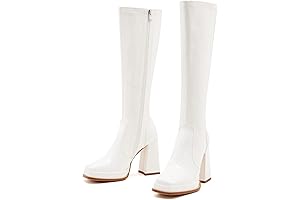 White Gogo Boots Wide Calf