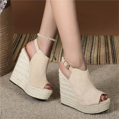 Summer Peep Toe Wedges Sandals For Women Fashion Buckle Strap Platform 14cm4