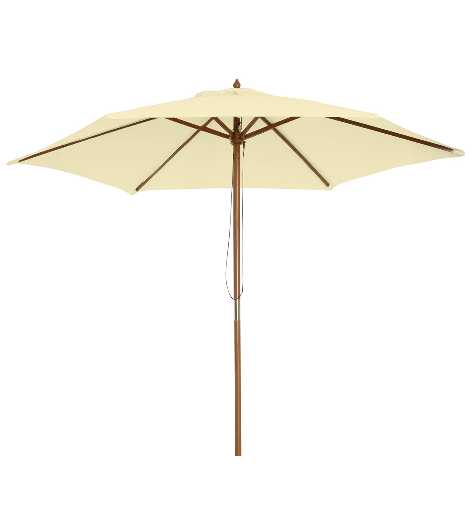 Outsunny Ombrellone da Giardino 2.5x2.3m, Ombrellone Parasole a 6 Stecche in Legno e Poliestere, Beige