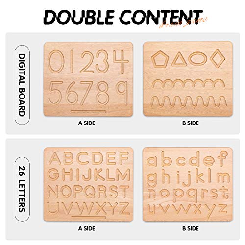 let's make Alfabet Tracing Board, 2st Dubbelzijdige Houten Letters Tracing Nummers & Patronen, Grote Montessori… - Afbeelding 4