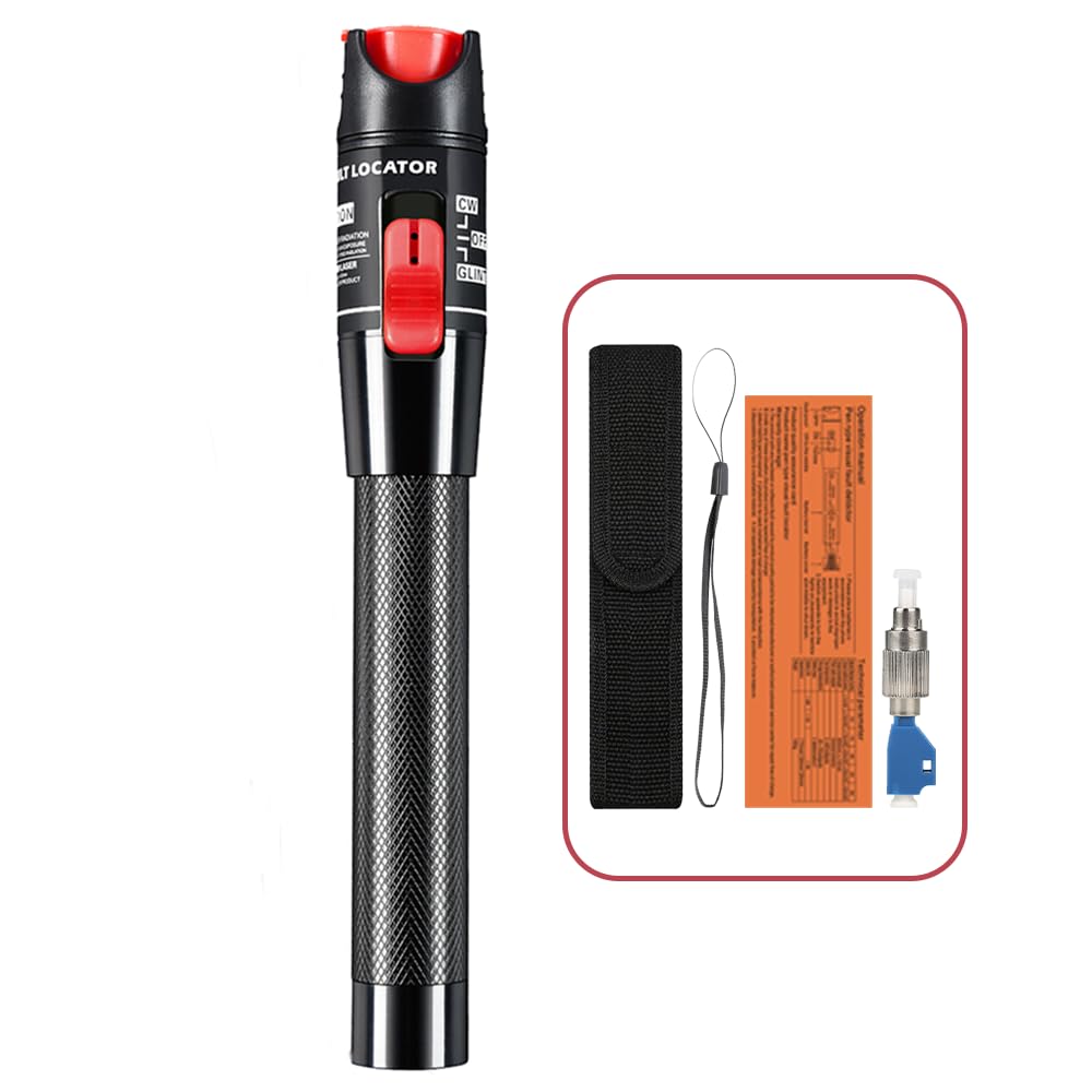 Kit Localizzatore Visivo Guasti, Kit Tester VFL Tester Sorgente Cavo in Fibra Ottica 5KM Penna a Luce Rossa VFL per Supporto Test di Rete Porta FC SC ST