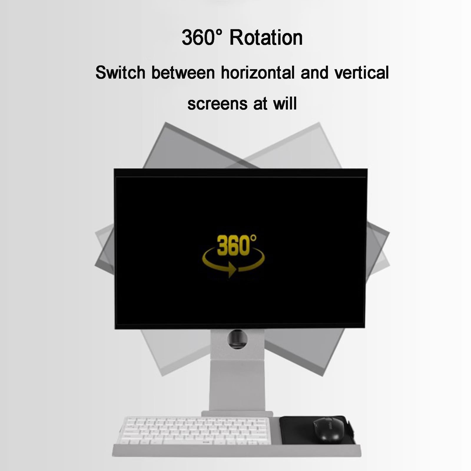 Supporto a parete per monitor e tastiera, postazione di lavoro pieghevole a parete, supporto meccanico per monitor regolabile e girevole, adatto a monitor da 15 a 27 pollici. (Silver 45*21cm Tray)