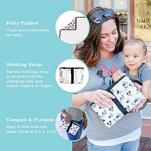 Image of Disney Baby by J.L. Childress Full Body Portable Changing Pad for Babies - Diaper Changing Mat for Travel, Baby Accessory Essentials, Wipeable & Water-Resistant, Foldable - Mickey Minnie Ivory