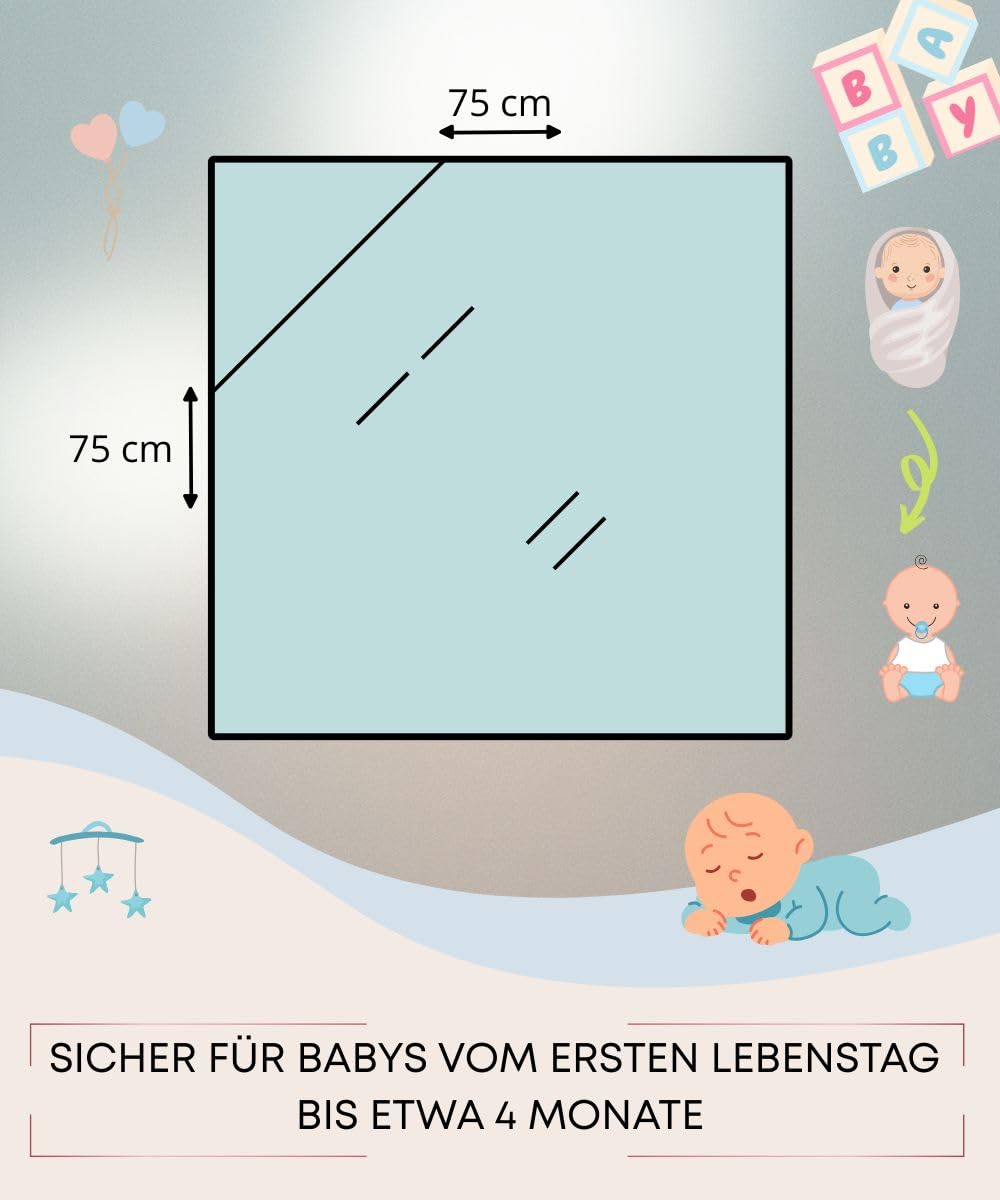 Einschlagdecke Babyschale Winter Herbst 75x75cm mit Kapuze Klettverschluss Ganzjährig Leinen