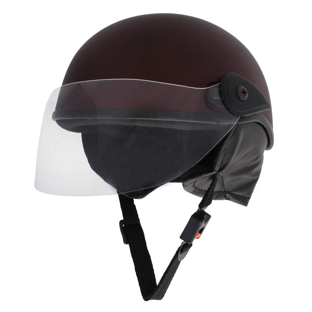 Western Era Multipurpose Half Helmet | Clear Visor | Comfort & Safety | Enhanced Design | (Small, Maroon Matte) (Non-Motorized)