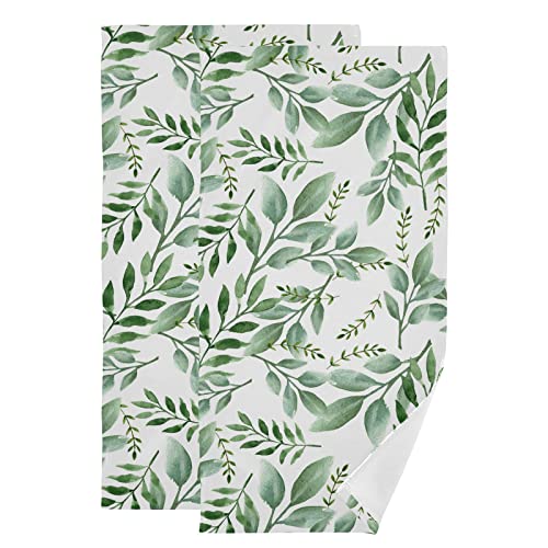 Lot de 2 serviettes de salle de bain en coton blanc avec motif de feuilles tropicales 71 x 36 cm Cover