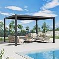 LVUYOYO 10' x 13' Outdoor Louvered Pergola, Metal Aluminum Pergola with Adjustable Roof, Waterproof Gazebo with for Patio, Backyard, Garden, Deck (Black)