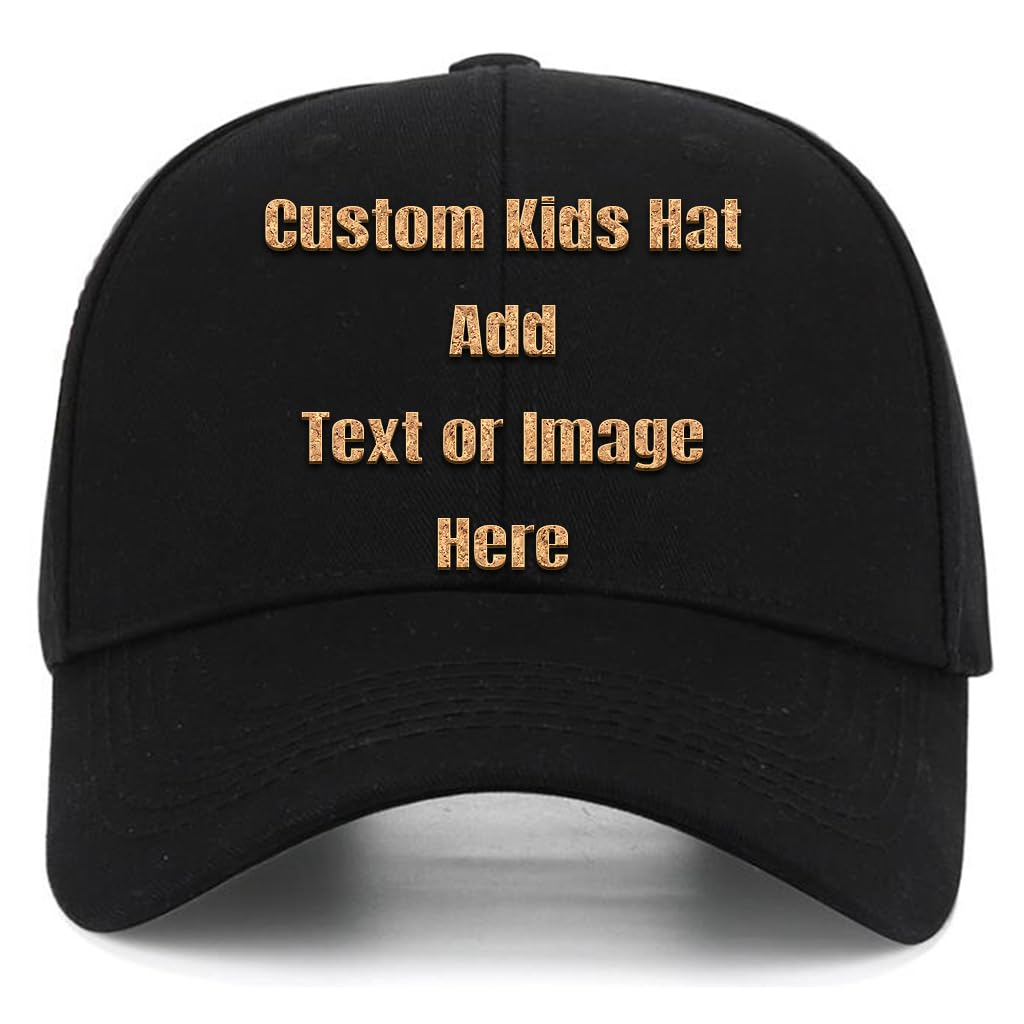 CustomKids Custom Hat Boys Baseball Cap with Picture Text Personalized Girls Sun-Hat Relaxed Adjustable Performance Cap for Gifts