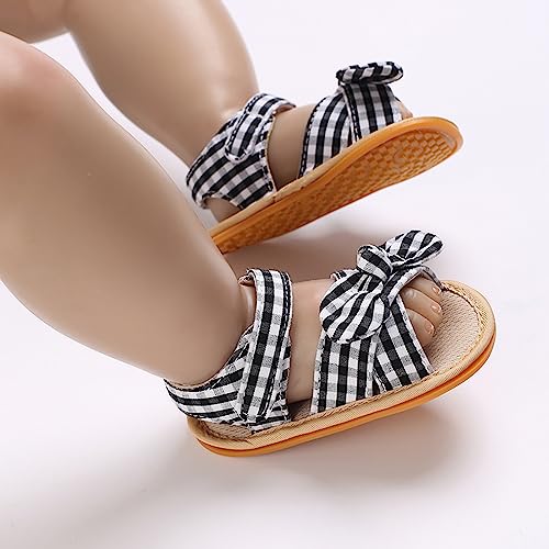 Baby Girls Plaid Bowknot Sandals Premium Soft Sole Non-Slip Open Toe Breathable Summer First Walking Shoes2