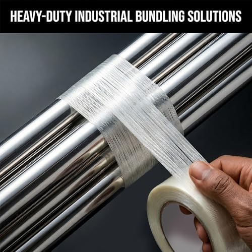 Image of Strapping Tape 2 Inch x 35 Yards 1 Rolls, Heavy Duty Tape for Cargo, Clear Packing Tape Reinforced with Mono Fiberglass, 5.5 Mil Thick Filament Tape, Strong Packaging Tape & Fiber Tape
