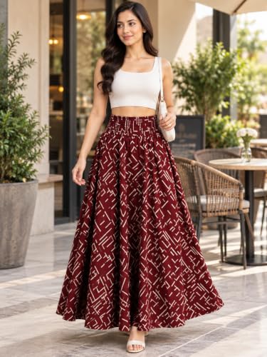 Image of Women's Printed Viscose Crepe Flared Palazzo Pants with Pockets | Elastic Waist | Full Length | Casual | Free Size