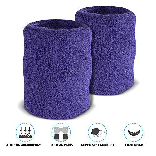 Image of Suddora Arm Sweatbands, Absorbent and Breathable Thick Cotton Bands for Working Out, Gymnastics, Basketball, Tennis, and Football, Multiuse 4-inch Wristbands for Costumes and Cosplay
