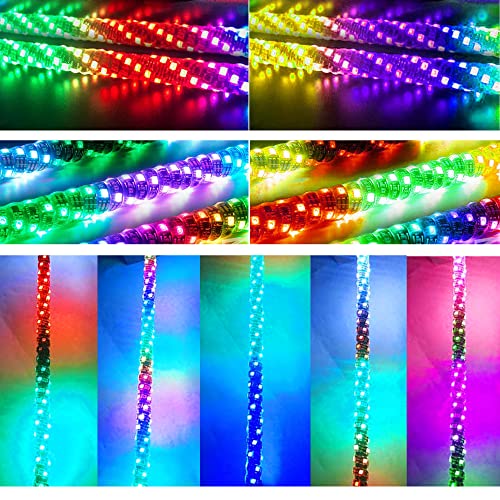 Nbwdy 2Pc 2Ft Rgb Led Whip Light App Control 360° Spiral Rising Dream Color Chasing Flag Light Offroad Warning Lighted Led Whips Led Antenna Light For Atv Off Road Truck Golf Cart Sand Buggy Dune Rz #TOP2