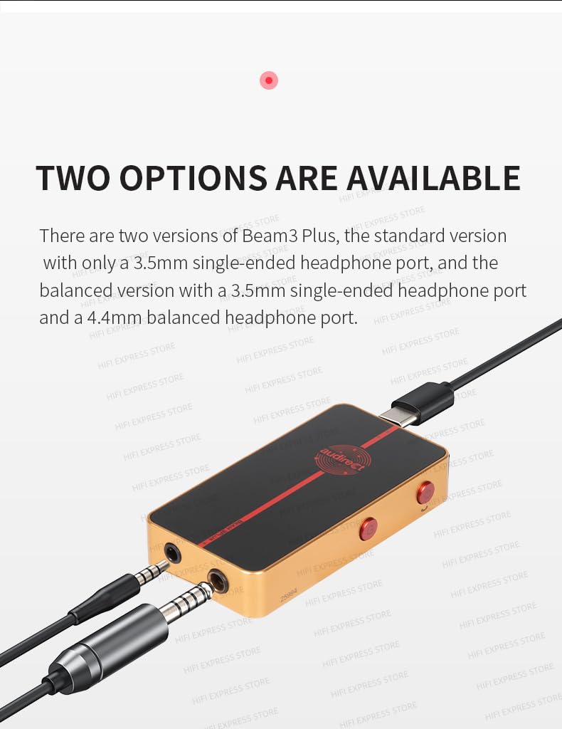 Audirect Beam 3Plus przenośny wzmacniacz DAC i słuchawek z nadajnikiem MQA, 768 kHz/32 bit, 4,4 mm i 3,5 mm do słuchawek Hi-Fi