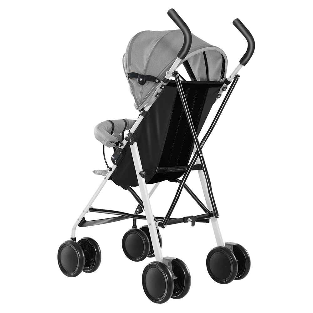 Poussette Bébé Combinée 2 en 1, Landau Pliable pour 0-36 Mois, 0-25kg, Poussette Compact avec Siège Rotatif, Panier de Rangement, Ceinture de Sécurité-D-gris