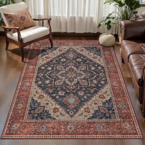 Image of Tangsoo Vintage 3x5 Rugs, Washable Non Slip Accent Rugs for Entryway