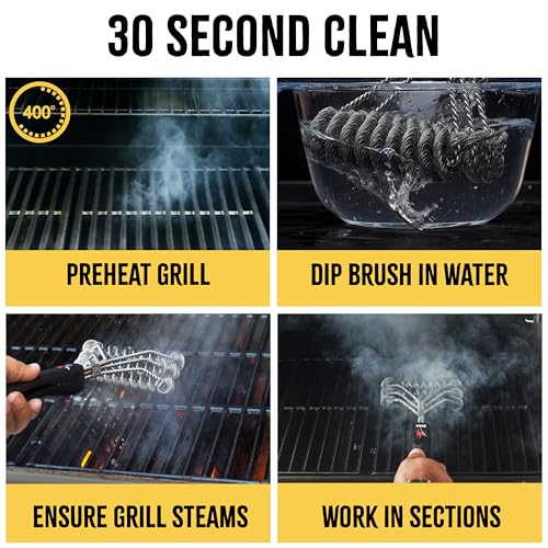 Kona Safe/Clean Grill Brush - Bristle Free BBQ Grill Brush for Outdoor Grill- 100% Rust Resistant Stainless Steel Barbecue Grill Cleaner - Safe for Porcelain, Ceramic, Steel, Cast Iron, Grilling Gift